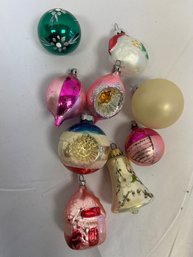 Collection Of Vintage Hand-Painted Glass Christmas Ornaments