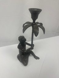 Vintage Monkey And Palm Tree Candle Holder