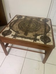 Vintage Mid-Century Modern Danish Tile Top Coffee Table