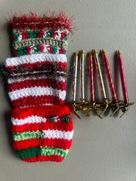 Hand Knit Wine Glass Sweaters And Vintage Candle Ornaments