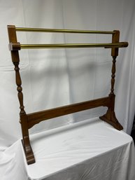 Vintage Quilt Rack - Elegant Wooden And Brass Design