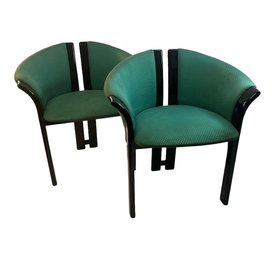 Pair Of Italian Black Lacquer 1980s Postmodern Lotus Chairs