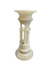 Elegant Carved Alabaster Pedestal Stand