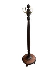 Classic Vintage Wooden Coat Stand With Brass Hooks