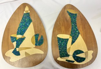 Pair Of Vintage Abstract Plaques