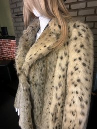 Vintage Spotted Faux Fur Coat - Womens Size 10