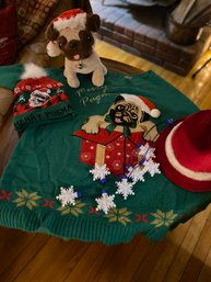 PUG Christmas Sweater XXL, Pug Hat, Pug Stuffed Animal And More