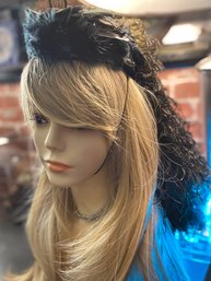 1940s Hat In Black - Feathered Ready To Wear & Millinery