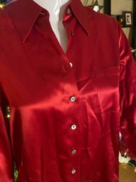 Ann Taylor Red Silk Shirt