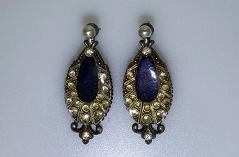 Costume Jewelry: Black Enameled Earrings