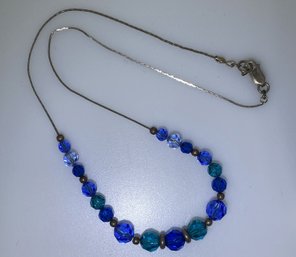 Blue Crystal Beaded Necklace