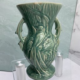 McCoy Pheasant Aqua Double Handled Vase