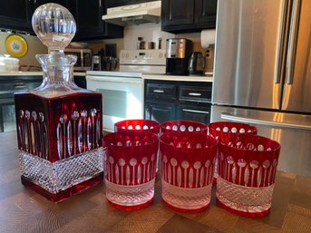 Old Fashioned Whiskey Glasses & Decanter Ajka Crystal