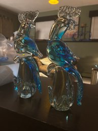 Set Of Large Art Glass Birds