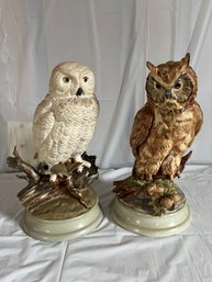 Decorative Vintage Ceramic Owls, A Pair