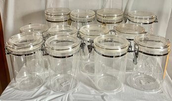 Lot Of 12  Air Tight Acrylic Canisters