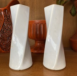 2 Floraline Bud Vases In Blueish White