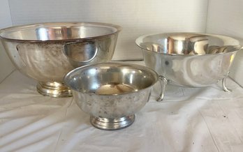 Vintage Set Of 3 Silverplate Footed Bowls
