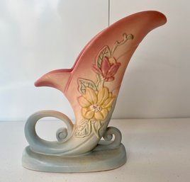 Magnolia Cornucopia Vase - Hull Art USA 19