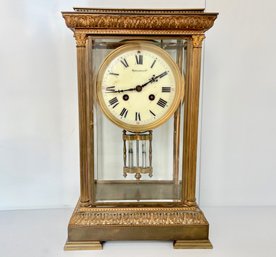 Late 19th C. Tiffany & Co. French Crystal Regulator Clock