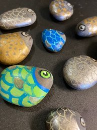 Hand Painted Rocks, School Of Fish