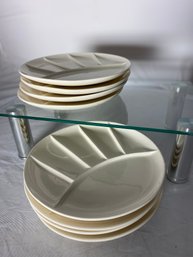 Vintage Brand New Set Of  8 Mid-Century Divided Fondue Plates