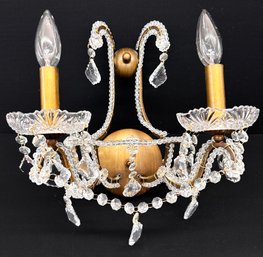 A Vintage Crystal And Bronze Wall Sconce