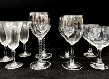 Vintage Etched Glass And More Wine Goblets