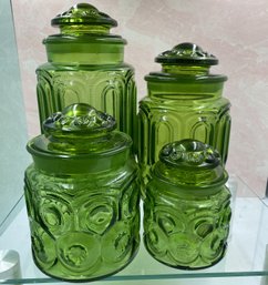 Vintage LE Smith Moon & Stars Kitchen Jars Set Of Four