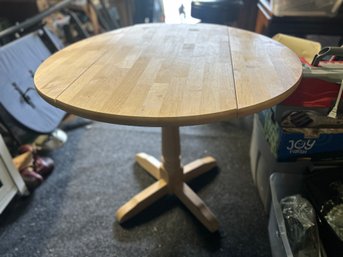 Unfinished Pine Pedestal Drop Leaf Table