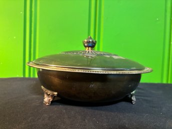 De Uberti Italy Silver Plate Circular Serving Dish With Ornate Lid 12'