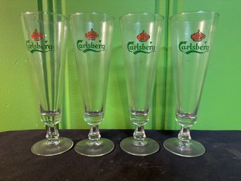 Four Vintage Carlsberg Beer Glasses