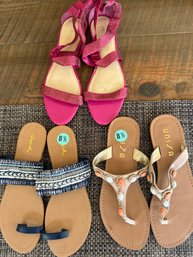 3 Pair Womens Sandals Sz 8.5