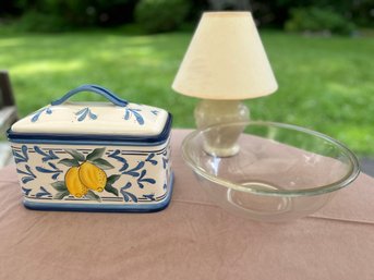 Pyrex, Bread Box And Lamp