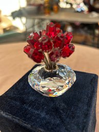 Swarovski Crystal Vase Of Roses With Mirrored Stand