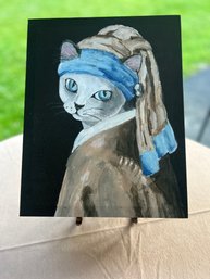 The Cat With The Pearl Earring On Canvas