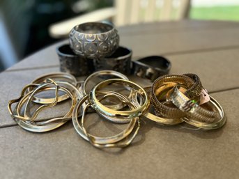 Costume Jewelry Lot: Bangles And Cuffs