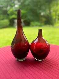 IKEA Red Art Glass Vases