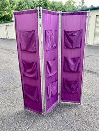 Purple Room Divider With Pockets