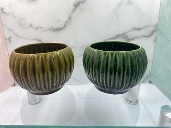 2 Flowerpots In Shades Of Green