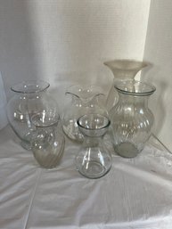 Lot Of Assorted Sized Glass Vases