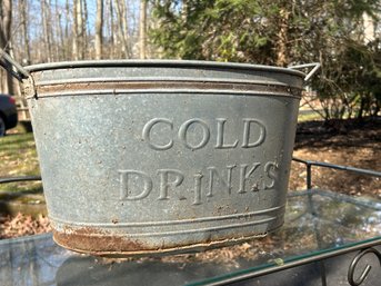 Antique Metal Tin-'Cold Drink' Bucket
