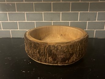 Acacia Bark Slab Oval Wooden Bowl