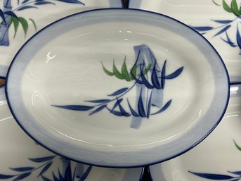 Set Of Eight Beautiful Asian Floral & Koi Porcelain Plates