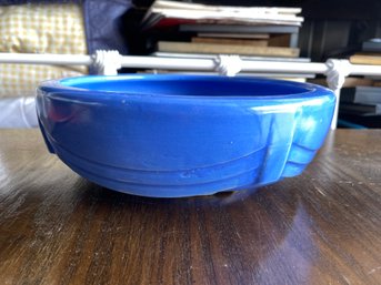 Bright Blue Vintage Ceramic Dog Bowl