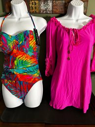 La Blanca One-piece Size 10 And Hot Pink Cover Up