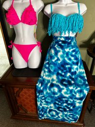 2 Bikinis With Maxi Skirt Cover Up