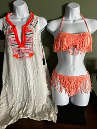 Asos Swim Bikini Size 8 And Cinthia Rowley Cover Up Size M