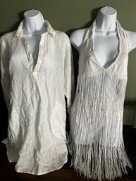 White Fringe Bikini & Button Down Cover Up