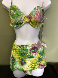 Nannette Lepore Peacock Pattern Bikini Swimsuit
